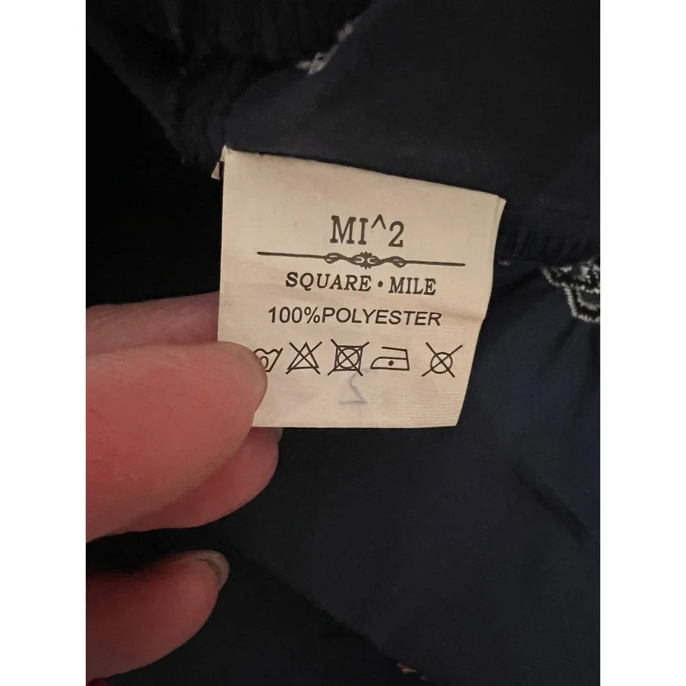 MI^2 Square Mile Navy Blue Embroidered Peplum Blouse Top Red White Small